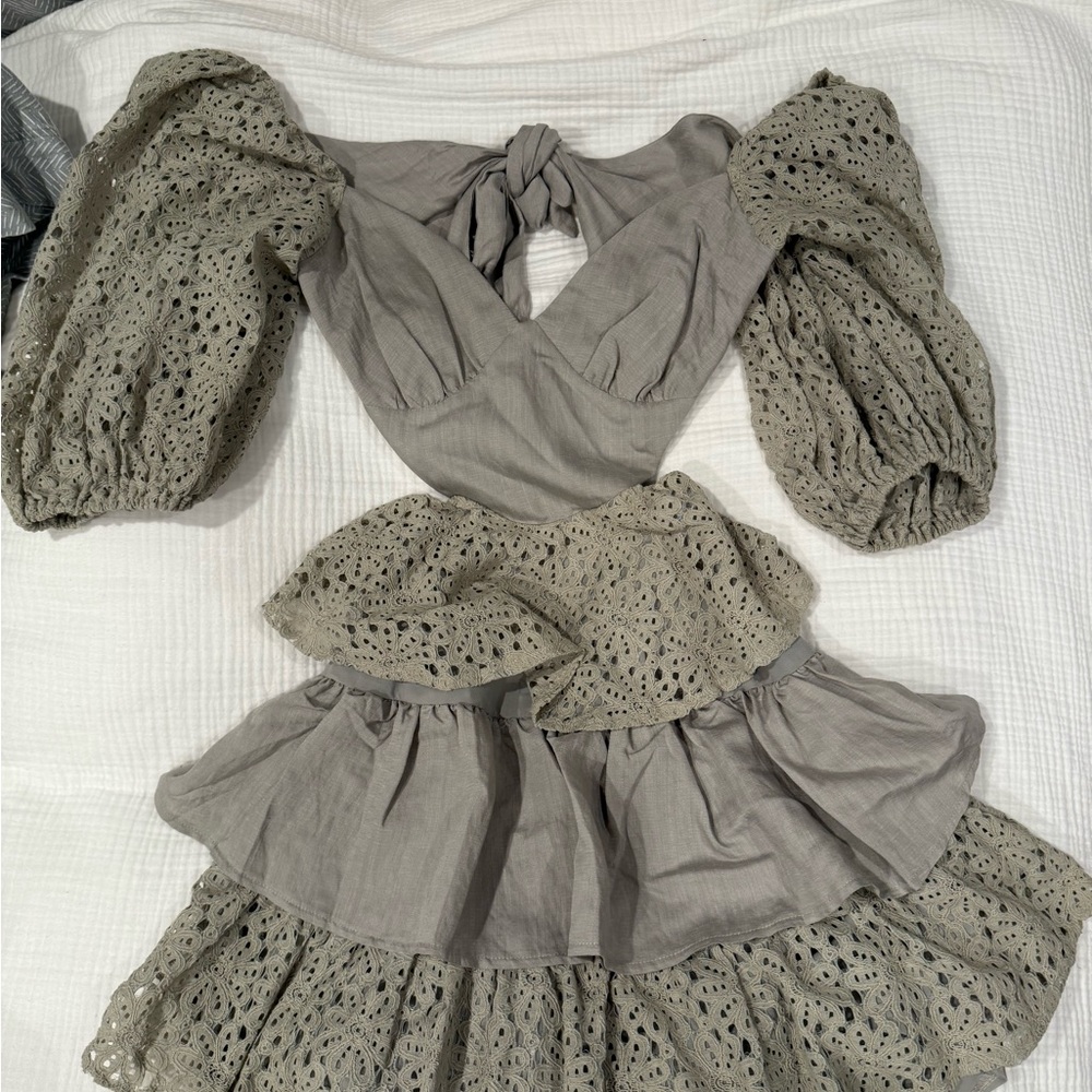 Angel Biba Elegant Gray Lace Ensemble